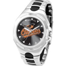 Game Time Watch, Mens Baltimore Orioles Black Rubber and Stainless Ste