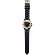 Geneva Platinum Women's 6886.BLK Black Silicone Quartz Watch with Black Dial