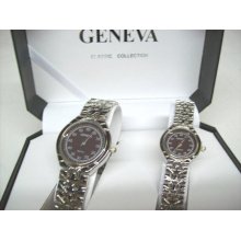 Geneva Quartz Classic Collection his her Watch 8029-A - Stainless Steel - Blue - 3