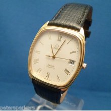 Gents Slimline Gold Plated Omega De Ville Quartz Wristwatch