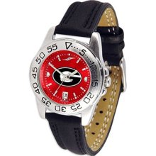 Georgia Bulldog wrist watch : Georgia Bulldogs Ladies Anochrome Sport Watch with Leather Band