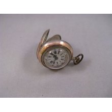 German Vintage Pocket Watch Working Half Hunter Case .800 Silver Remontoir