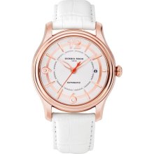 Giorgio Fedon 1919 Mens Mechanical I Analog Stainless Watch - White Leather Strap - White Dial - GIOGFAB003