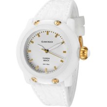 Glam Rock Women's Florida Beach White Dial White Silicone Gold Tone Indices