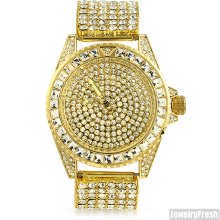 Gold Czech Crystal Princess Cut Bezel Watch
