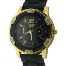 Golddigga Women's Quartz Watch With Black Dial Analogue Display And Black Bracelet Dig40/B