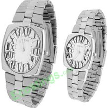 Good Jewelry One Pair of Silver Watches for Man's & Lady's Fere Wristwatch