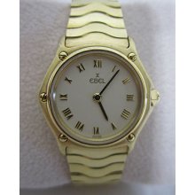 Gorgeous Ladies Ebel Sport Wave 18k Yellow Gold White Dial Excellent Condition