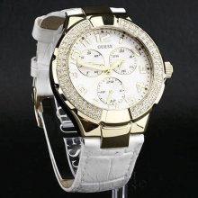 Guess Ladies Watch White Leather U12564l3 Usa