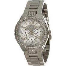 Guess Silver Tone Shimmer Dial Ladies Watch U0111l1 Fast Shipping