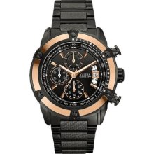 Guess U22503g1 Chronograph High Gear Sport Black Ion Plated Bracelet 43mm Watch
