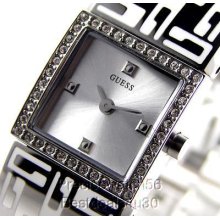 Guess Womens Watch Mix Swarovski Crystals White Link Cuff Band Bracelet