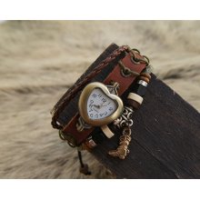 Hand-woven highend suede brecelet watch, leather retro watch,unisex charm bracelet watch DA030