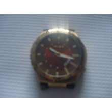 Henleys Sunset Dial Wristwatch, Time & Date. Gold Plated, Brown Face.