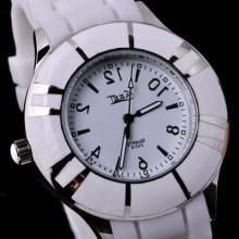 Hot Women Polished Black Stripe Bezel Quartz Watch Nf57