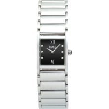 Hugo Boss Ladies Quartz Watch With Black Dial Analogue Display And Silver Stainless Steel Strap 1502210