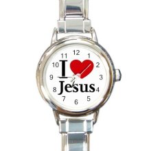 I Love Jesus Italian Charm Wrist Watch Round Jewelry 12628343