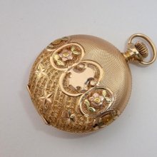 Incredible Multi Color 14k Gold Ladies Antique Pocket Watch