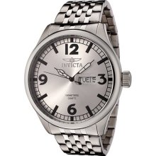 Invicta 0370 Men $495 Ii Military Silver Dial Quartz 3h Silver Ss Band Watch