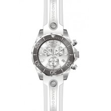 Invicta 12397 Men $1295 Pro Diver Silver Dial Chrono White Polyurethane Watch
