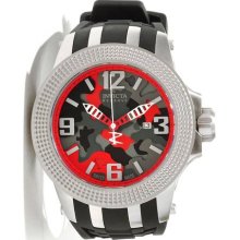 Invicta 12477 Men's Reserve Subaqua Camouflage Red Dial Black Rubber Strap Watch