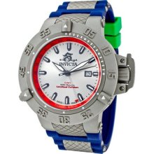 Invicta Men's 1585 Subaqua Noma Iii Silver Dial Blue Polyurethane Watch