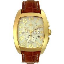 Invicta Mens Chronograph Champagne/gold Dial - Brown Leather Watch 2787