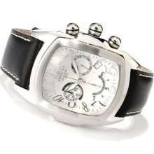 Invicta Mens Dragon Lupah Swiss Chronograph Silver Dial Black Leather Watch