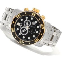 Invicta Mens Pro Diver Scuba Swiss Chronograph Black Dial Stainless Steel Watch