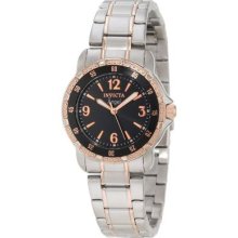 Invicta Womens Angel Collection Black Dial Two Tone Stainless Steel Watch 0549