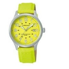 J Springs Mens Sport Stainless Watch - Yellow Rubber Strap - Yellow Dial - JSPBBH126