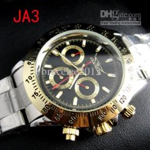 Jaragar Fashion Men Mechanical Dive Black Dial Golden Bezel Stainles