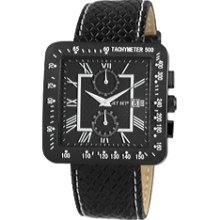 Jet Set Mens Torino Stainless Watch - Black Leather Strap - Black Dial - JETJ3021B-217