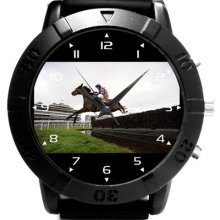Jockey Horse Racing Pro Unisex Rotating Black Bezel Army Style Sports Gift Watch