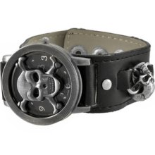 Jolly Roger Pirate Skull Quartz Watch Black Strap Blac