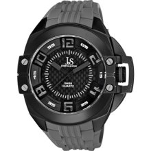 Joshua & Sons Watches Men's Black Dial Grey Silicon Grey Silicon/Black
