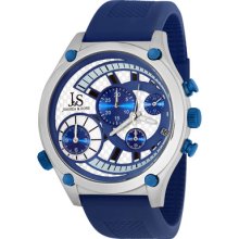 Joshua & Sons Watches Men's Silver & Blue Dial Blue Polyurethane Blue