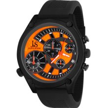 Joshua & Sons Watches Men's Orange & Black Dial Black Polyurethane Bla
