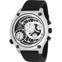 Joshua & Sons Watches Men's Silver & Black Dial Black Polyurethane Bla