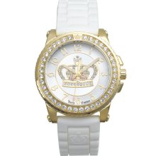 Juicy Couture 'Pedigree' Jelly Strap Watch Gold/ White