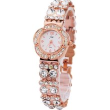 JW 3249 Pretty Water-proof Flower-shaped Dial Rhinestone Metal Quartz