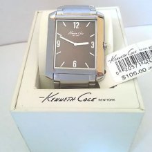 Kenneth Cole Ny Kc3664 Men's St. Steel Square Flat Thin Wr. Watch