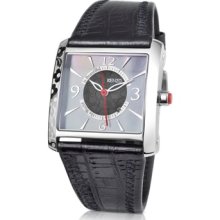 Kenzo Designer Women's Watches, OKI- Stainless Steel Square Watch with Black Leather Strap