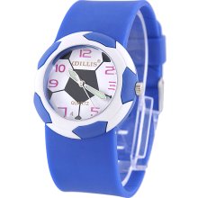 Kid's Stylish Quartz Watch in Football Dial with Wide Black Rubber