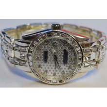 Ladie's Geneva Bling Silvertone Gemstone Watch