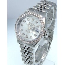Ladies Rolex Steel Datejust Jubilee Bracelet Silver Diamond Dial Diamond Bezel