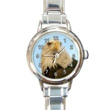 Ladies Round Italian Charm Bracelet Watch Bald Eagle Gift model 34789589