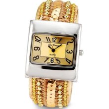 Ladies Silver Tone Gold Sequin Bangle Quartz Watch ...