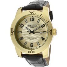 Lancaster Italy Watch Ola0637l-yg-ch-nr Men's Gold Tone Dial Black Genuine