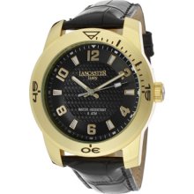 Lancaster Italy Watches Men's Black Dial Black Genuine Leather Black